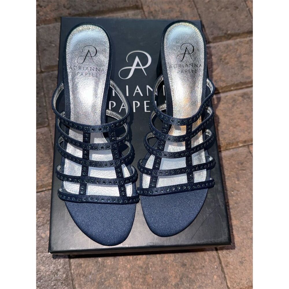 Adrianna Papell Women's Strappy Mule Sandals Navy Blue Size 6.5M